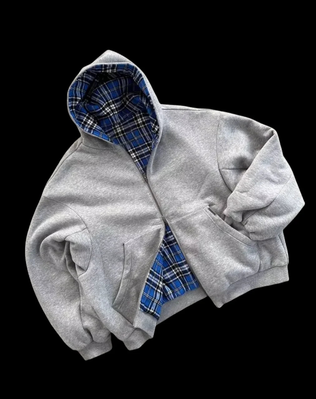 2025 New Oversized Reversible Hoodie High Quality Luxury Designer Clothing Cotton Hoodie with Plaid Lining Sweatshirt Streetwear