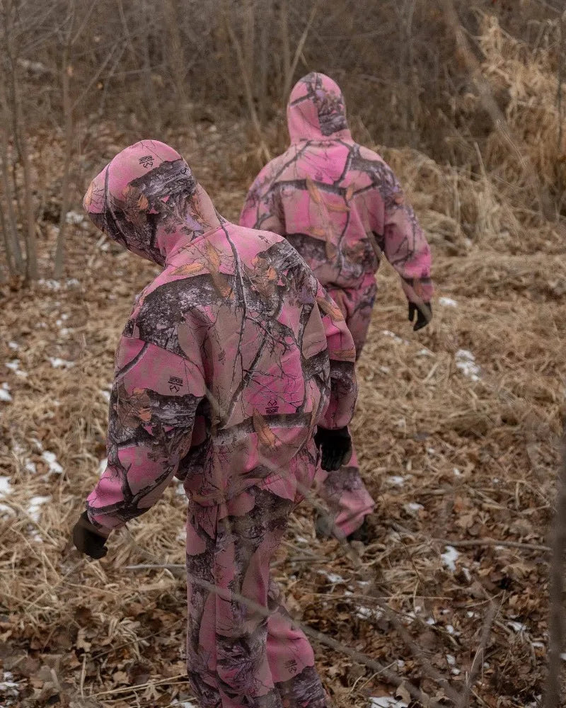 Hip Hop HarajukuStreet RetroNew Y2KCamouflage Pattern Hood Mens and Womens Pink Street Clothing Pullover Punk Casual Camouflage