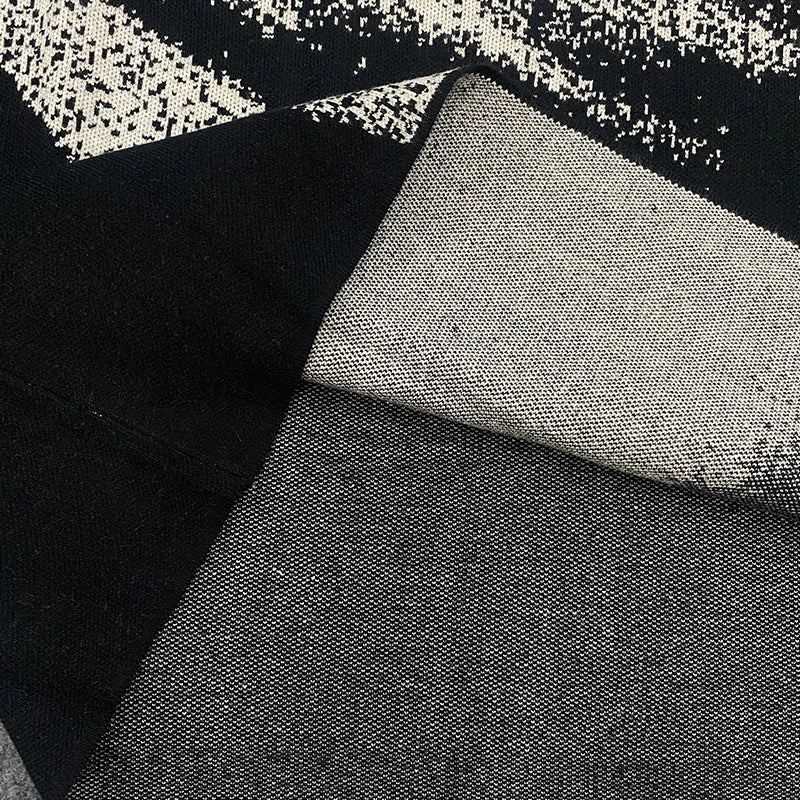 American Street Temperament Commuter Pullover Sweater Winter Cartoon Pattern Jacquard Loose Casual Round Neck Men Women Clothes