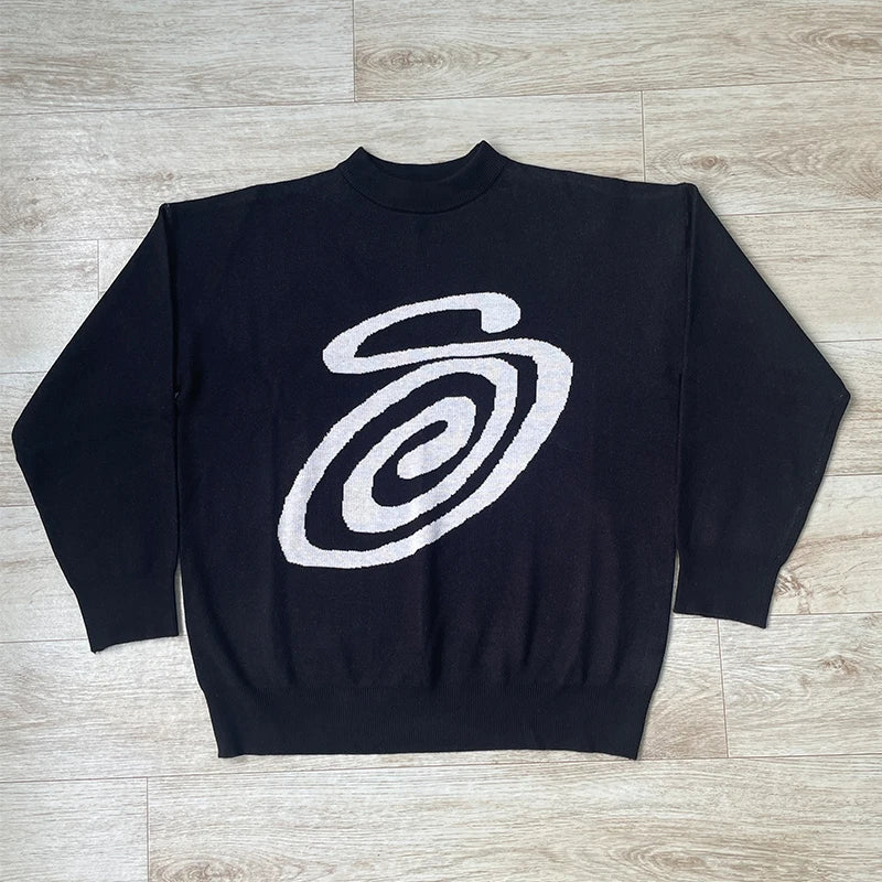 2025 Women Clothing Harajuku Knitted Oversized Sweaters Creative Stripes Maiden O Neck Knitwear Unisex Streetwear Men Pullovers