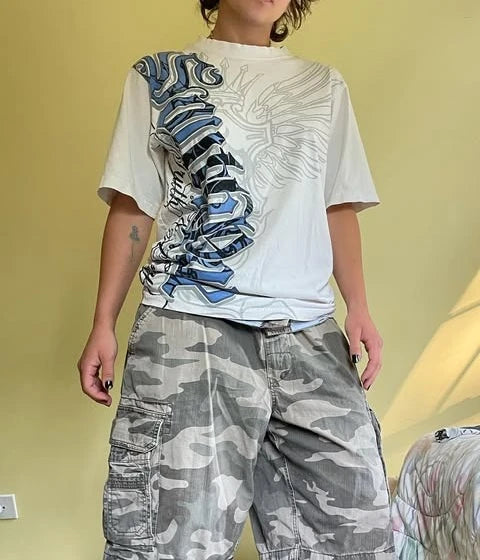 90s Hip Hop T-Shirt Streetwear Women Vintage Graphic American Style Fashion Baggy Pure Cotton Tops Leisure Couple Short Sleeves