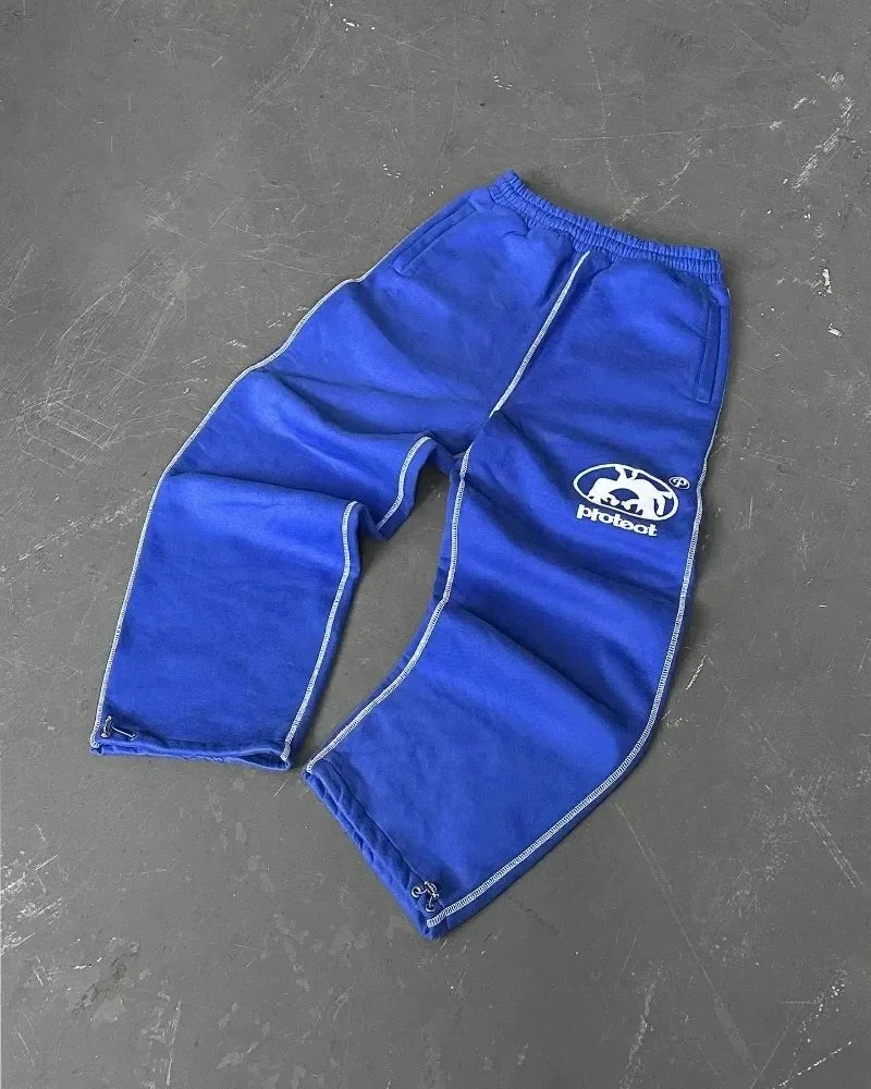 Calça Streetwear Y2K Bordada Unissex - Sweatpants Hip Hop Baggy