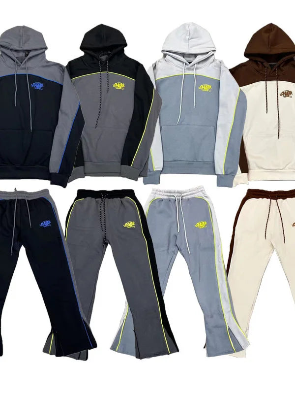 Trendy Embroidered Fce Hoodie Sweatirt Casual Set for Men And Women High Street Sle Long Pants orts Ensemble