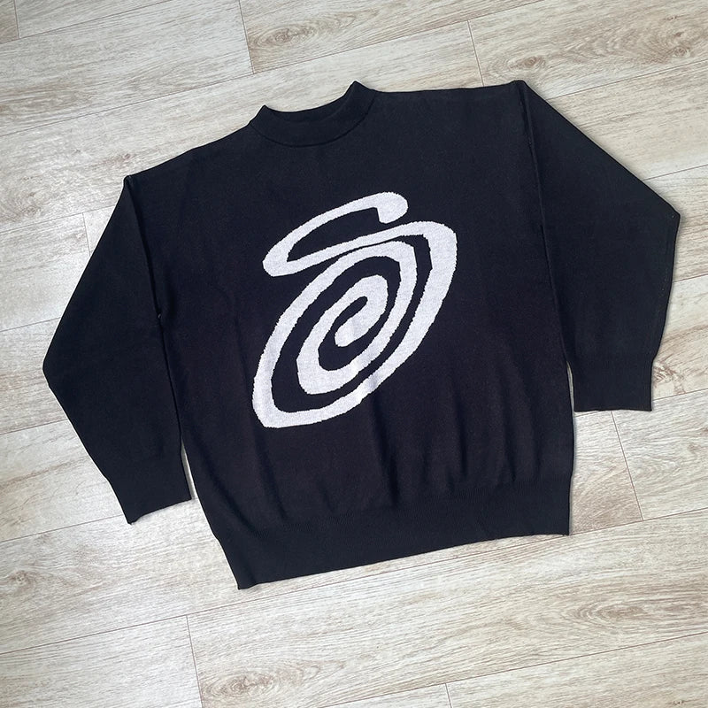 2025 Women Clothing Harajuku Knitted Oversized Sweaters Creative Stripes Maiden O Neck Knitwear Unisex Streetwear Men Pullovers