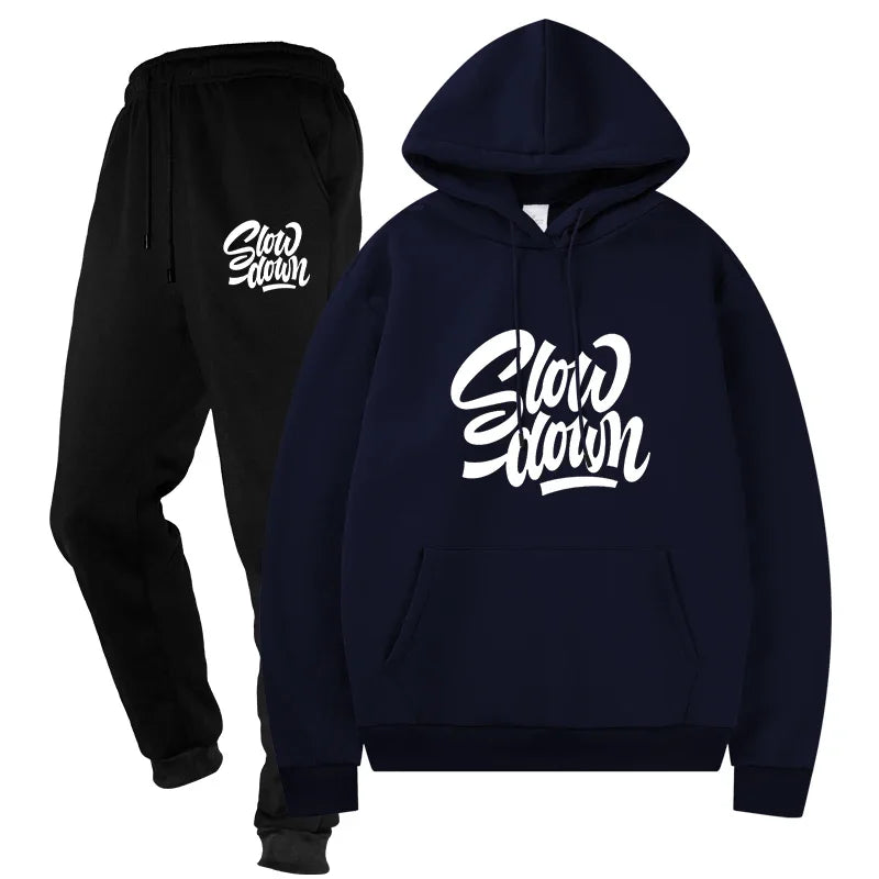 Men's Sportswear Two - Piece Casual Tracksuit Set Top and Pants Sweat Suit Male Streetwear Sporting Suits