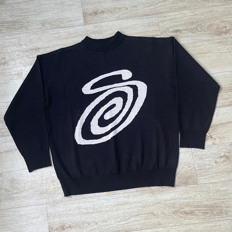 2025 Women Clothing Harajuku Knitted Oversized Sweaters Creative Stripes Maiden O Neck Knitwear Unisex Streetwear Men Pullovers