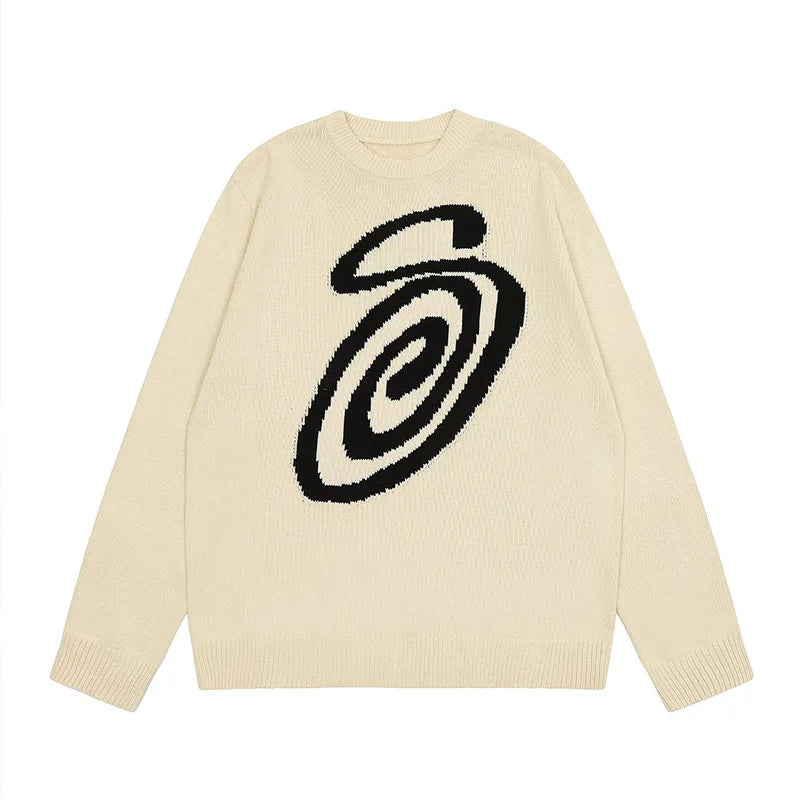 2025 Women Clothing Harajuku Knitted Oversized Sweaters Creative Stripes Maiden O Neck Knitwear Unisex Streetwear Men Pullovers