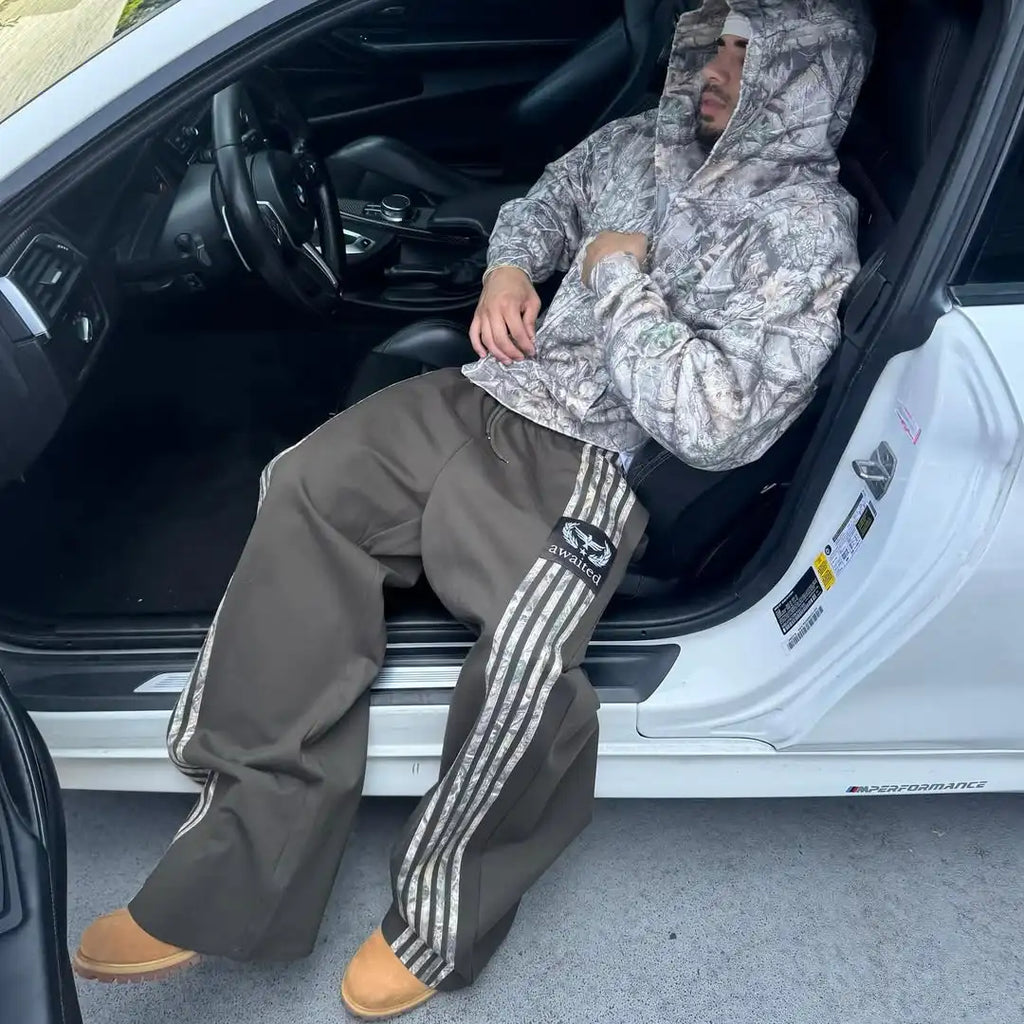 New retro men jogging pants embroidered embroidered sweatpants ins gothic hip-hop streetwear casual loose sagging pants