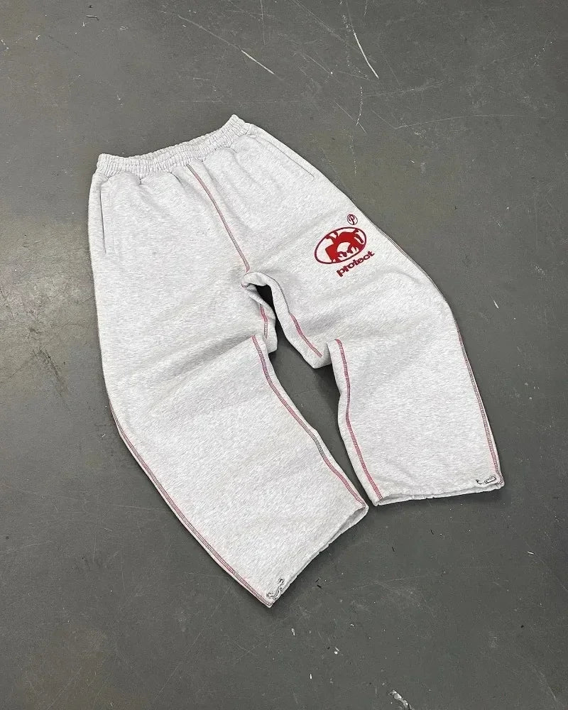 Calça Streetwear Y2K Bordada Unissex - Sweatpants Hip Hop Baggy