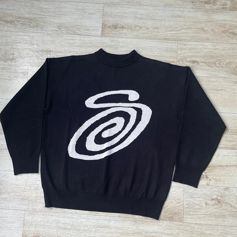 2025 Women Clothing Harajuku Knitted Oversized Sweaters Creative Stripes Maiden O Neck Knitwear Unisex Streetwear Men Pullovers