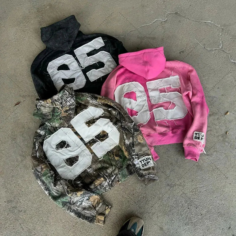 New street hoodies in Europe and America 2025 hip-hop casual Harajuku Y2K zipper sweatshirt American Gothic style