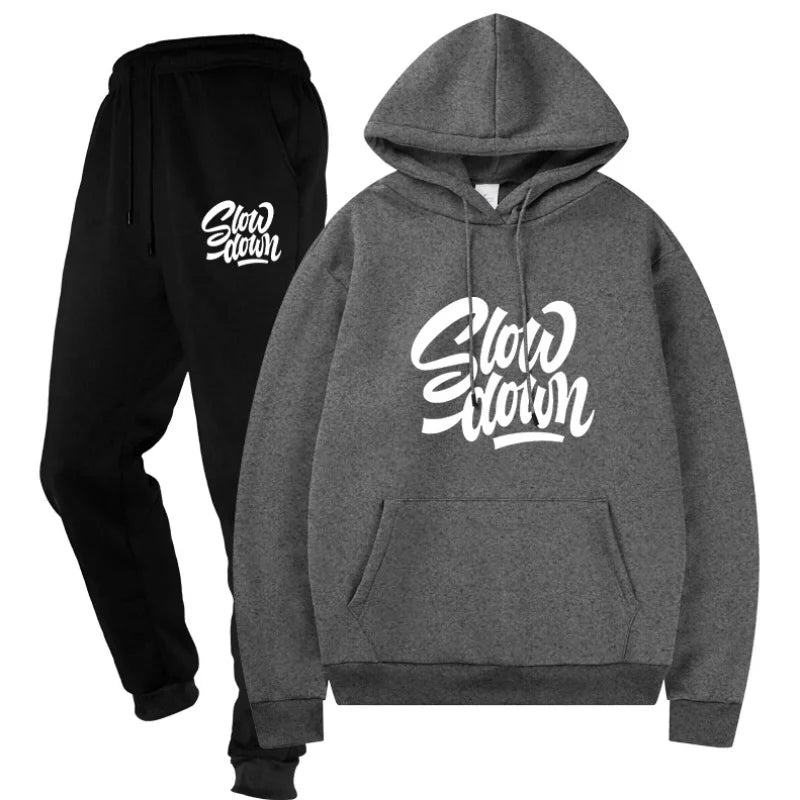 Men's Sportswear Two - Piece Casual Tracksuit Set Top and Pants Sweat Suit Male Streetwear Sporting Suits