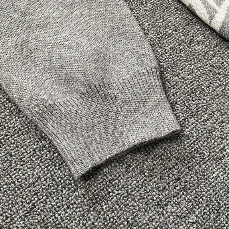 American Street Planet Embroidered Sweater Jacquard Logo Unisex Couple Crewneck Knitwear