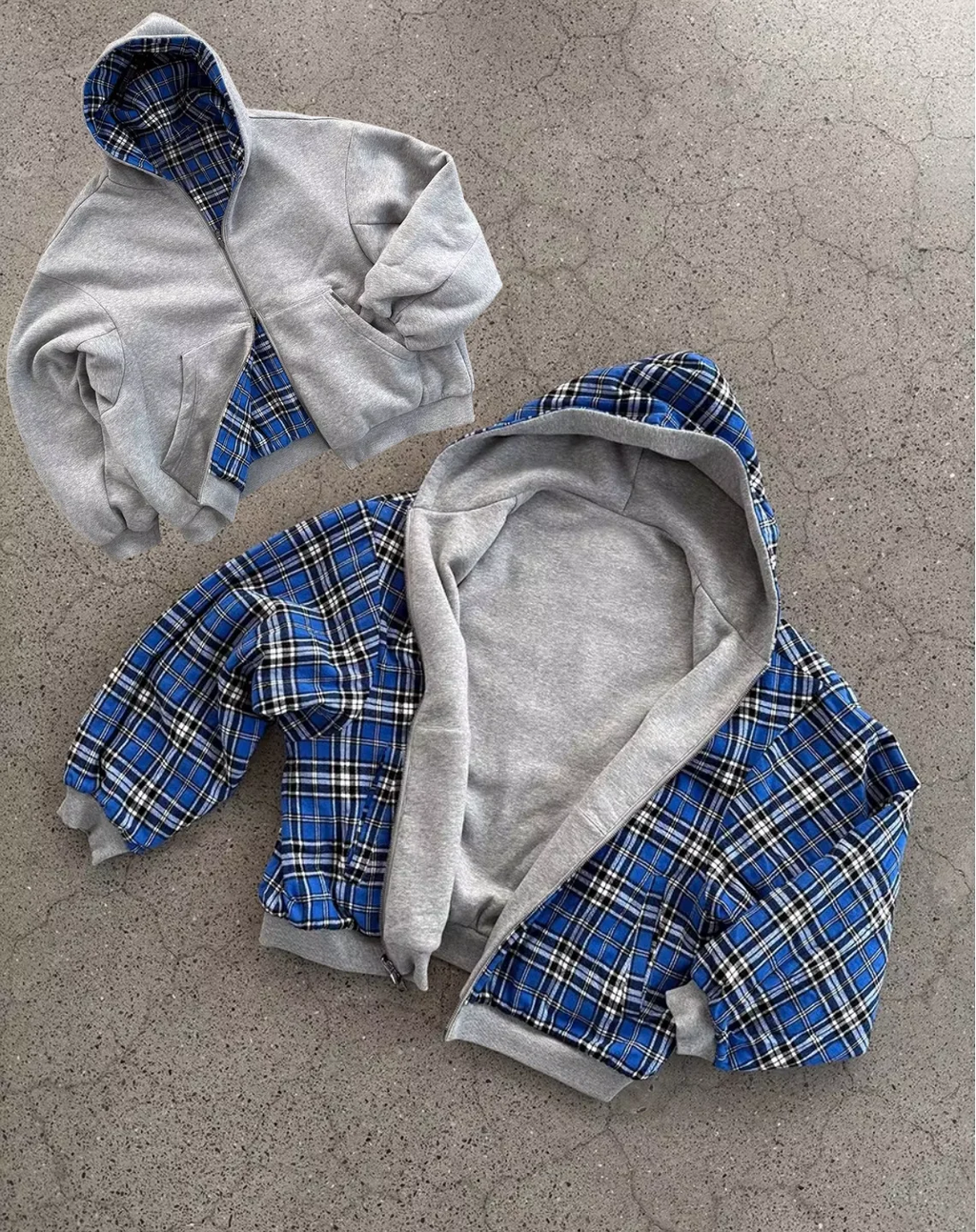 2025 New Oversized Reversible Hoodie High Quality Luxury Designer Clothing Cotton Hoodie with Plaid Lining Sweatshirt Streetwear