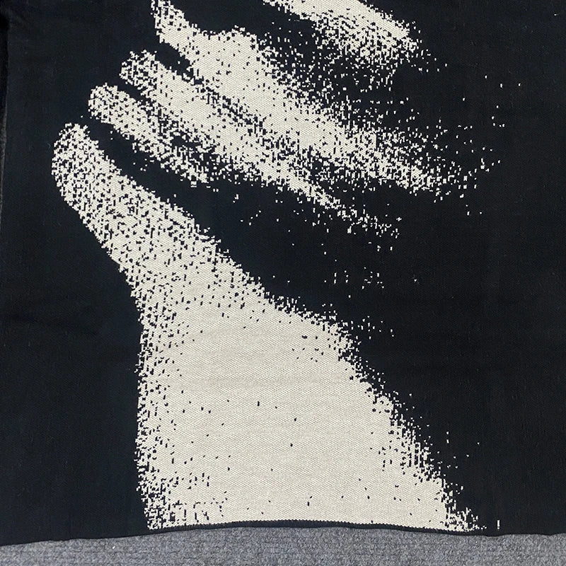 American Street Temperament Commuter Pullover Sweater Winter Cartoon Pattern Jacquard Loose Casual Round Neck Men Women Clothes