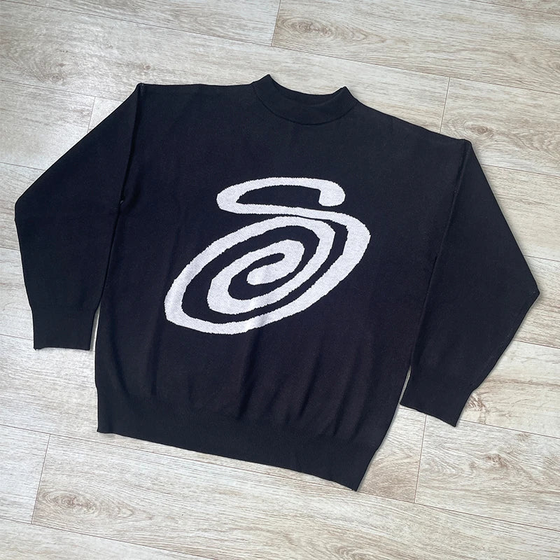 2025 Women Clothing Harajuku Knitted Oversized Sweaters Creative Stripes Maiden O Neck Knitwear Unisex Streetwear Men Pullovers