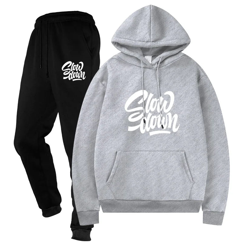 Men's Sportswear Two - Piece Casual Tracksuit Set Top and Pants Sweat Suit Male Streetwear Sporting Suits