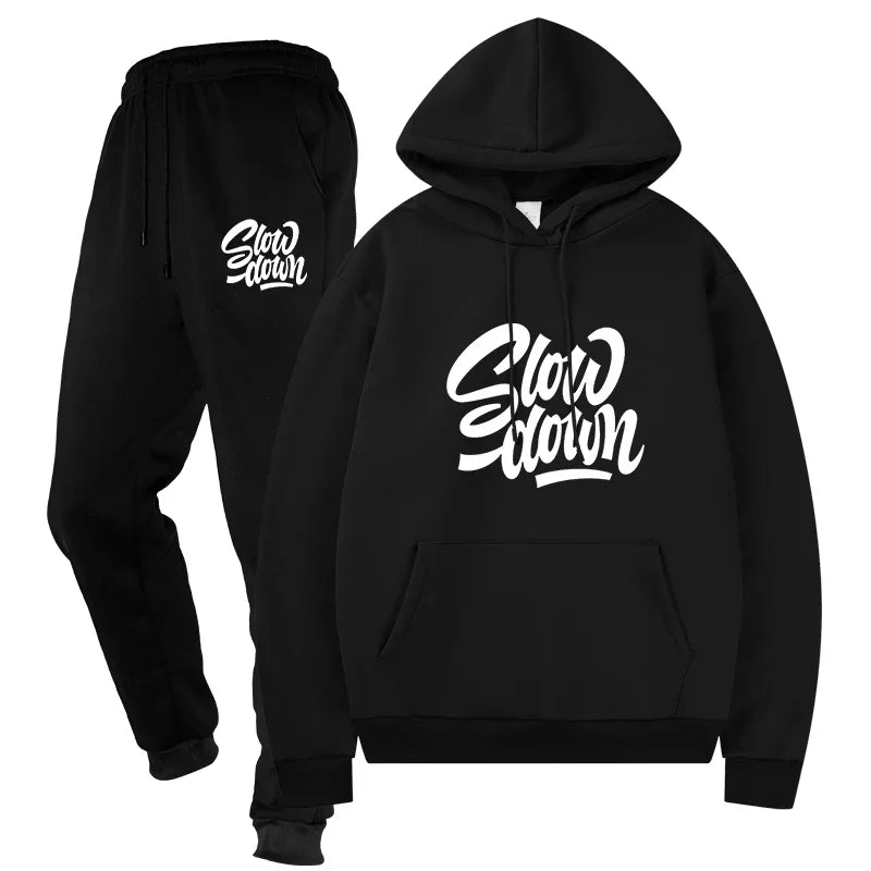 Men's Sportswear Two - Piece Casual Tracksuit Set Top and Pants Sweat Suit Male Streetwear Sporting Suits