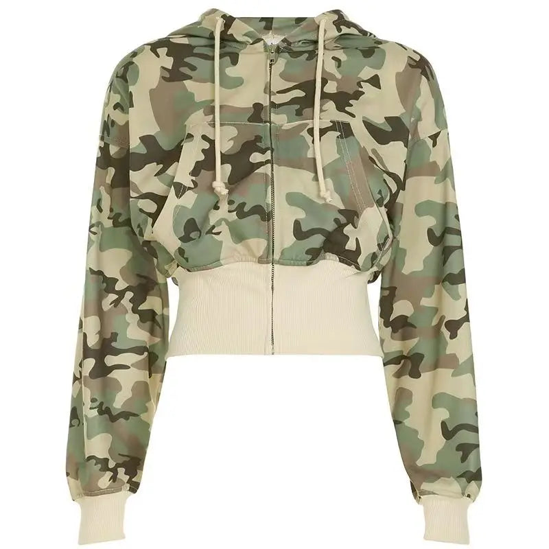 Camouflage Sports Two Piece Sets Womens Outifits Street Hip-hop Womens Two Peice Sets Slim Hoodie Casual Loose Sports Pants