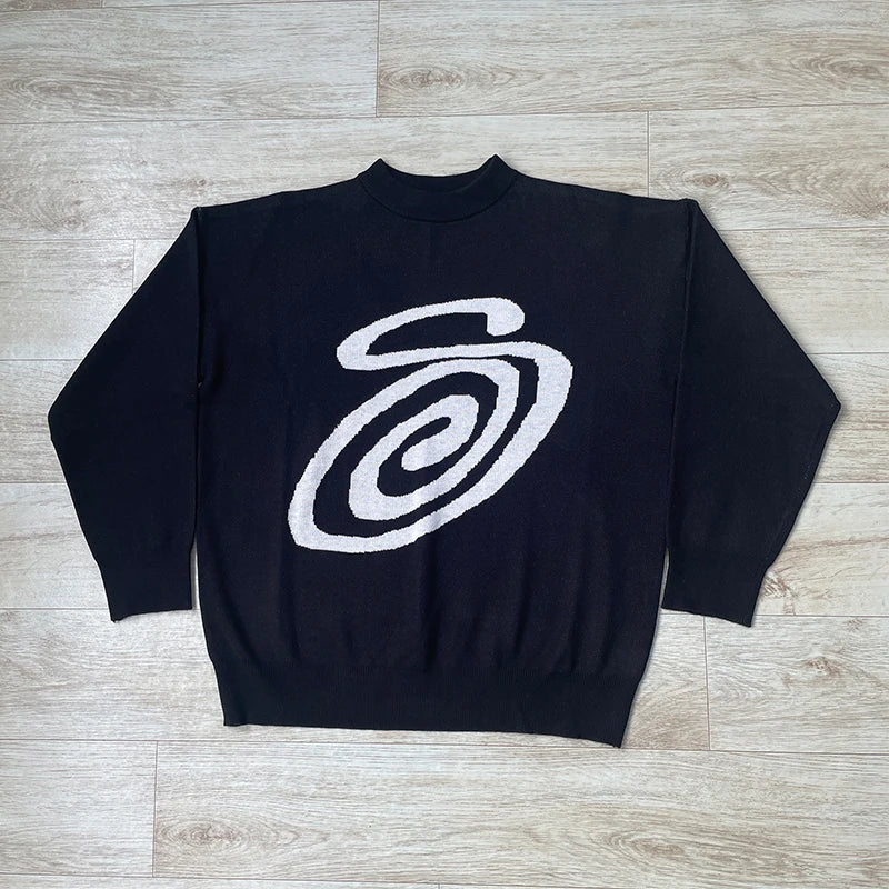 2025 Women Clothing Harajuku Knitted Oversized Sweaters Creative Stripes Maiden O Neck Knitwear Unisex Streetwear Men Pullovers