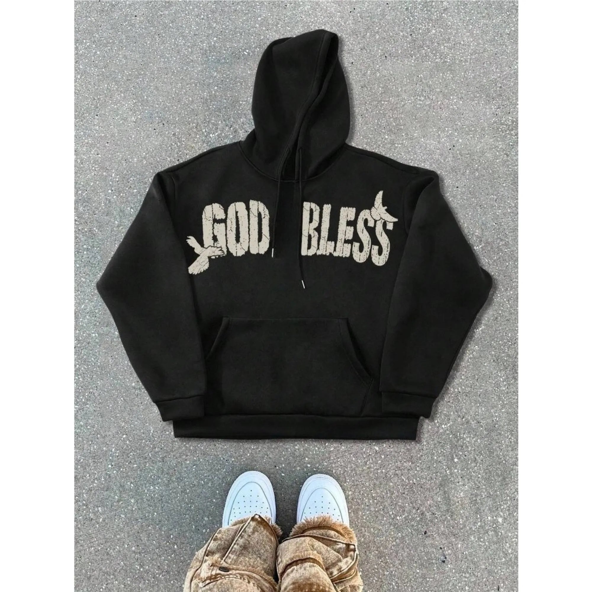 Men Casual Fleece Hoodie Sweatshirt Street Fashion for Men Long Sleeve Hooded Sweatshirts Hip Hop Harajuku Y2k Men Tops Hoodie