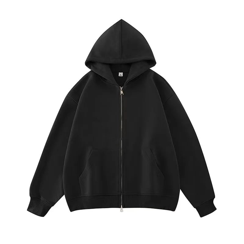 Street Simple Pattern Printed Hoodies Men's Fashion Harajuku Hip-Hop Street Loose Zipper Hoodies Women's Casual Simple Wear